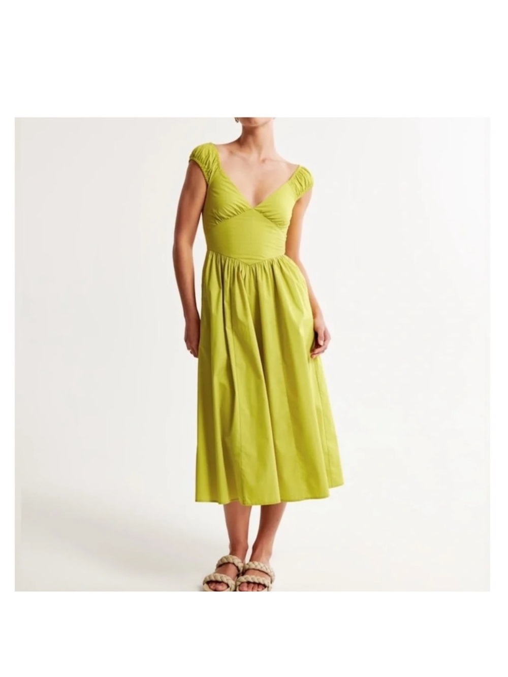 ABERCROMBIE• chartreuse corset cap sleeve dress